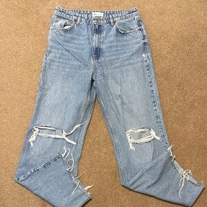 Women's Zara Light Blue Distressed Jeans